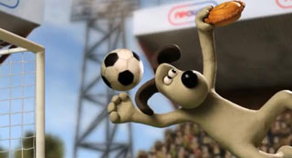 Wallace e Gromit em campanha pela Copa na  Inglaterra em 2018